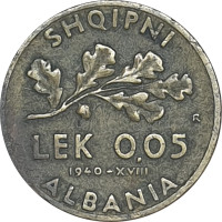 0.05 lek - Italian Occupation