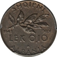 0.10 lek - Italian Occupation