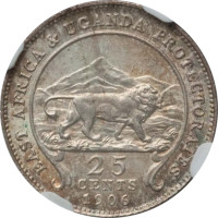 25 cents - Protectorate and Uganda