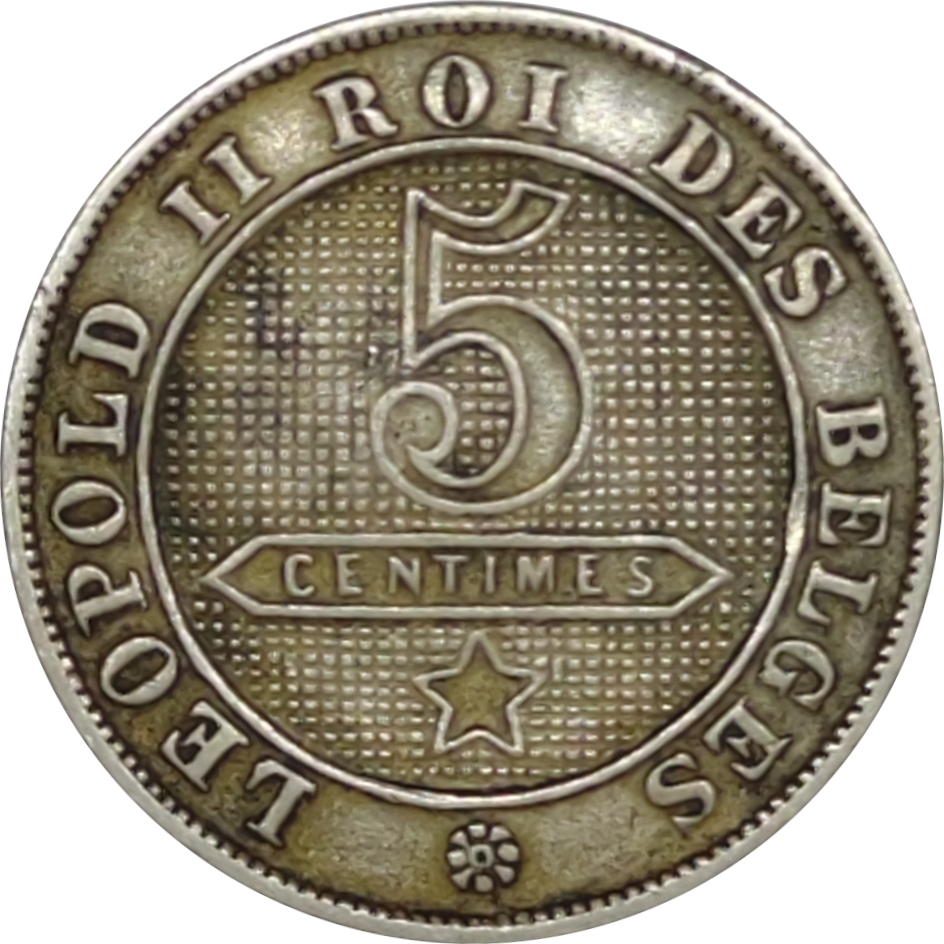 5 centimes - Leopold II - Lion héraldique