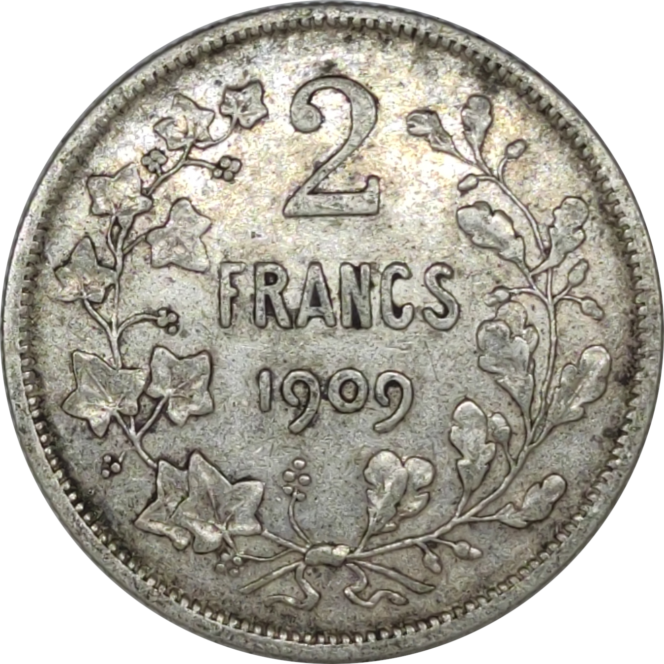 2 francs - Leopold II - Old head