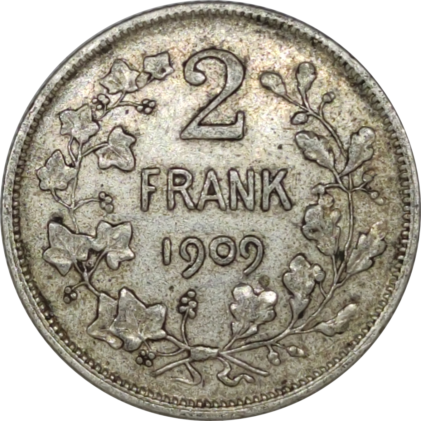 2 francs - Leopold II - Old head
