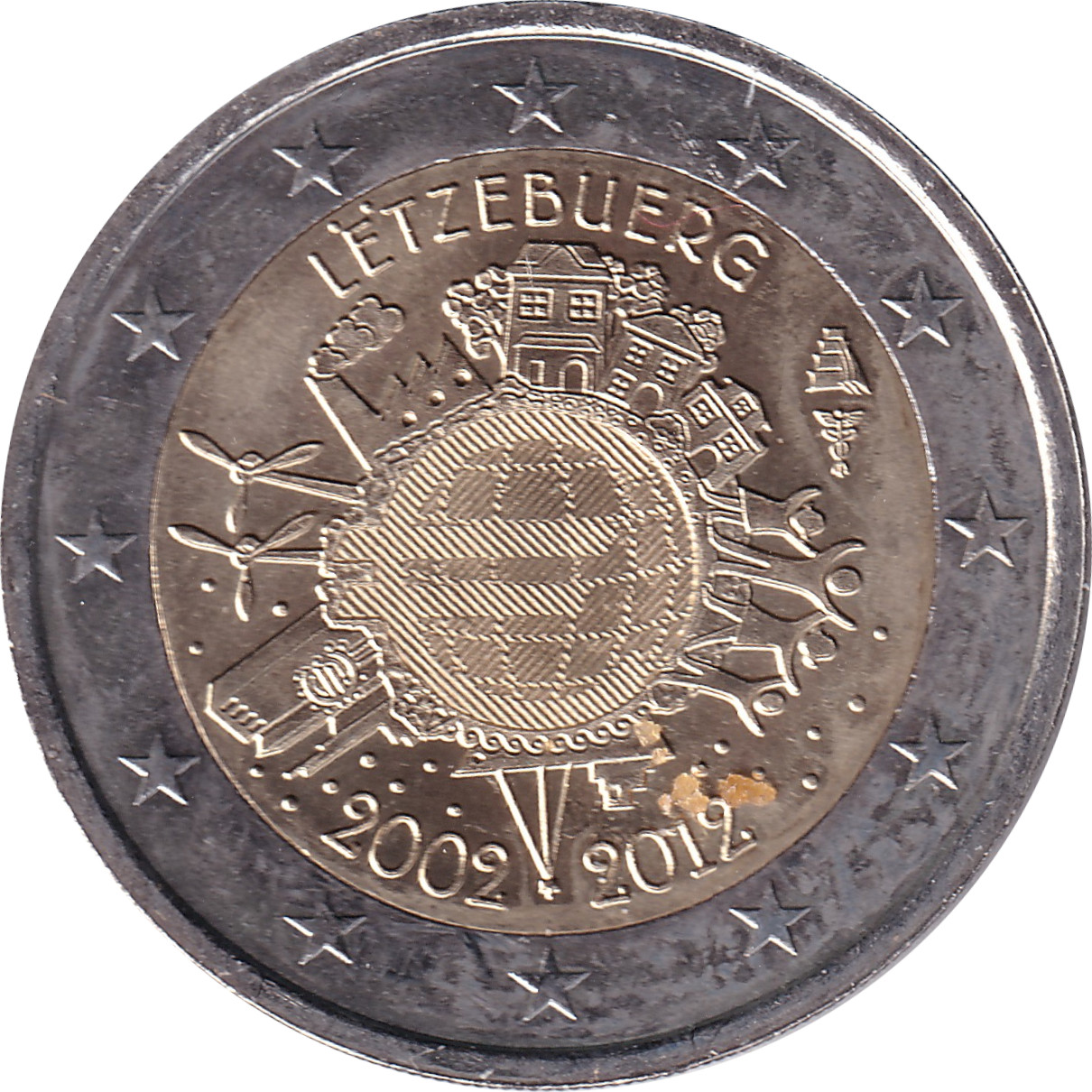2 euro - Mise en circulation de l'Euro - Luxembourg