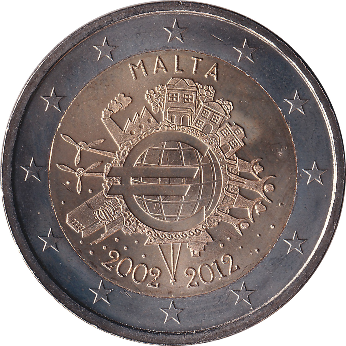 2 euro - Mise en circulation de l'Euro - Malte