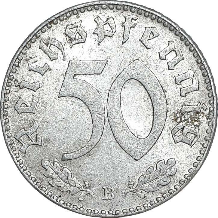 50 pfennig - Second emblème - Légère