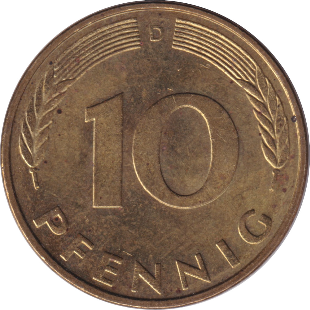 10 pfennig - Branche de chêne