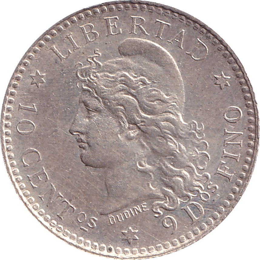 10 centavos - Liberty head - Arms