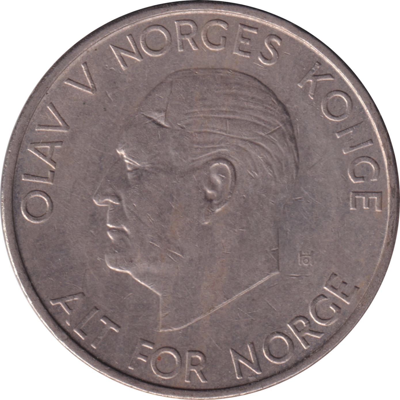 5 kroner - Olaf V - Mature head