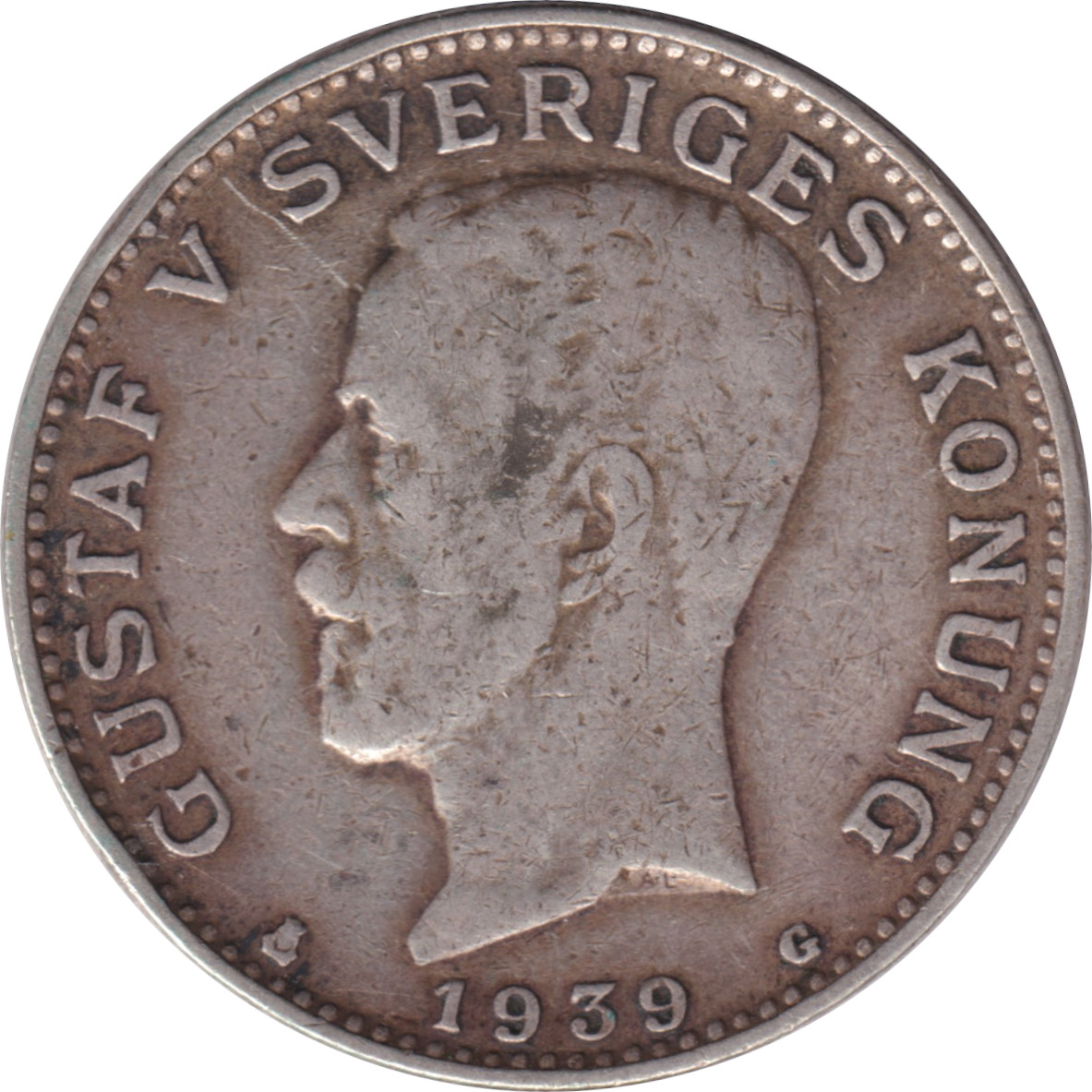 1 krona - Gustave V - Mature head
