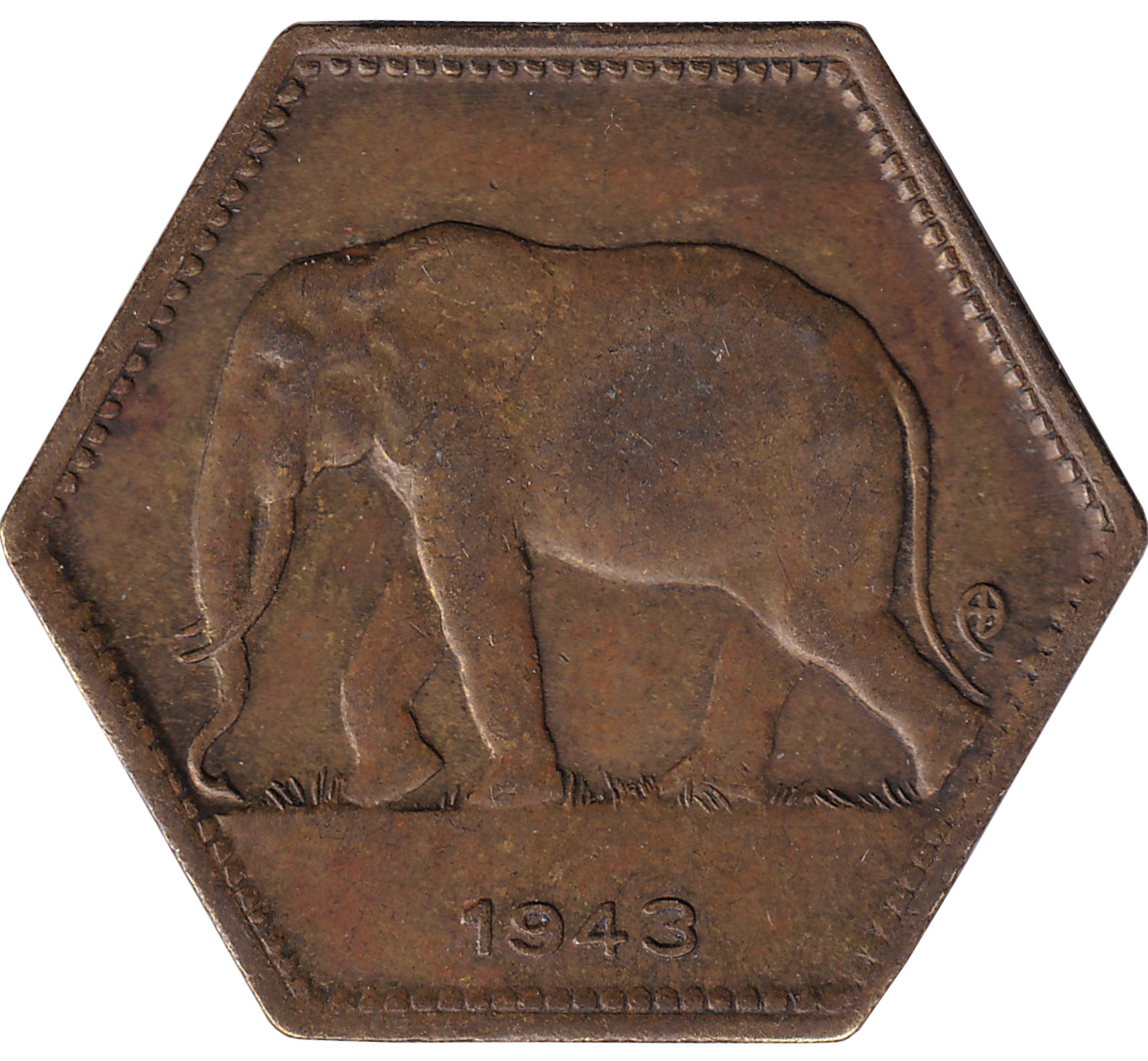 2 francs - Eléphant - Hexagonale