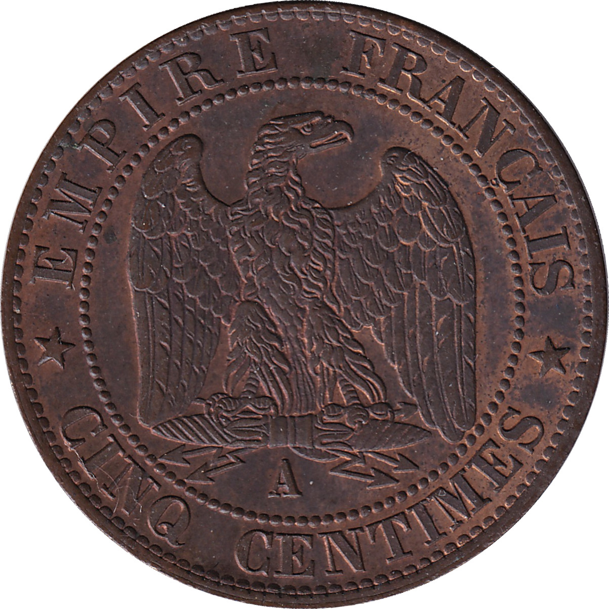 5 centimes - Napoléon III - Tête laurée