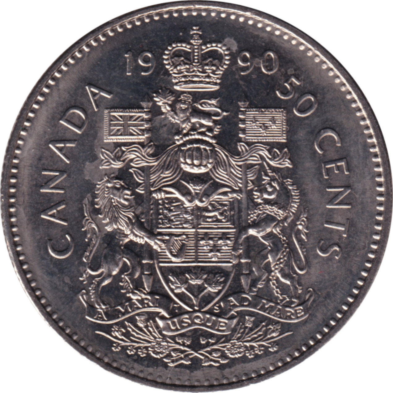 50 cents - Elizabeth II - Tête mature - Premières armoiries