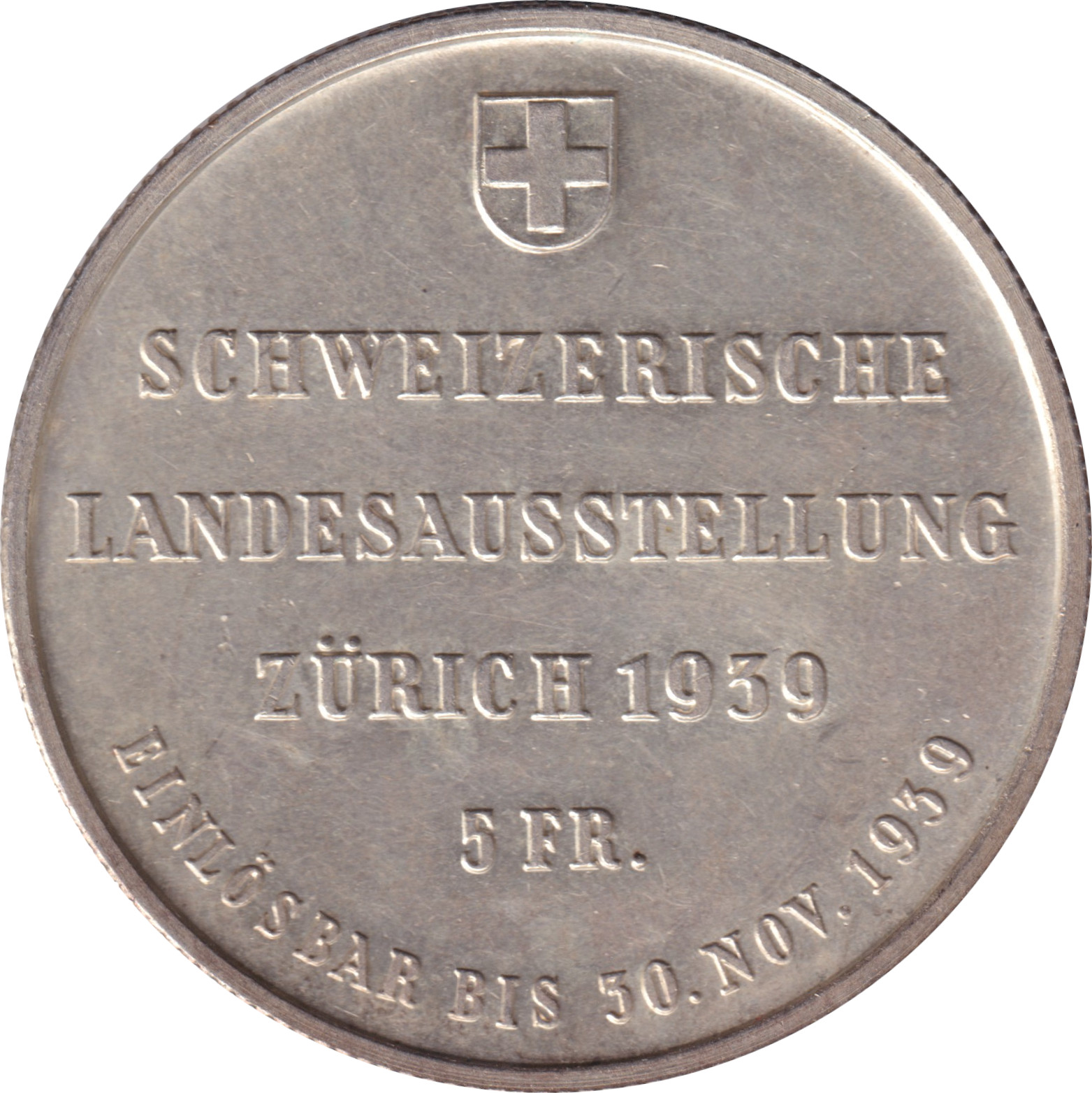 5 francs - Exposition de Zurich