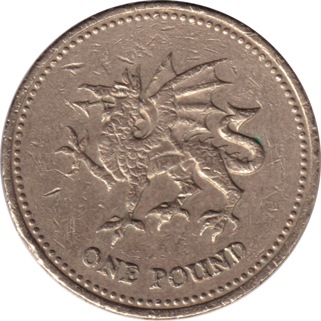 1 pound - Elizabeth II - Tête agée - Dragon de Galles
